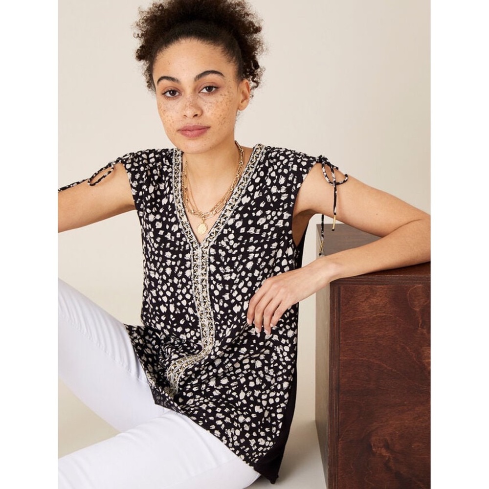 Monsoon London Animal Print Top Small